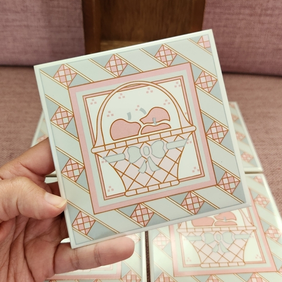 Vintage 1989 House of Lloyd Country Cottage Set of 4 Tile Coaster / Trivet Set - Picture 7 of 10